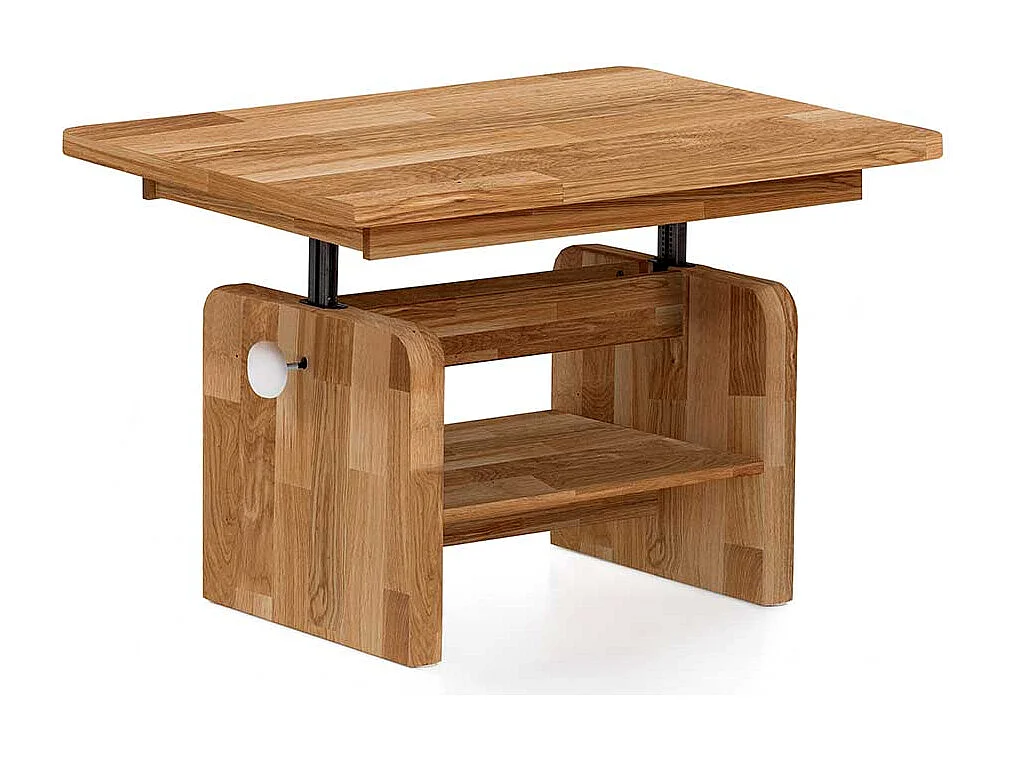 Verstellbarer Sofatisch aus Eiche Massivholz Wangen Gestell