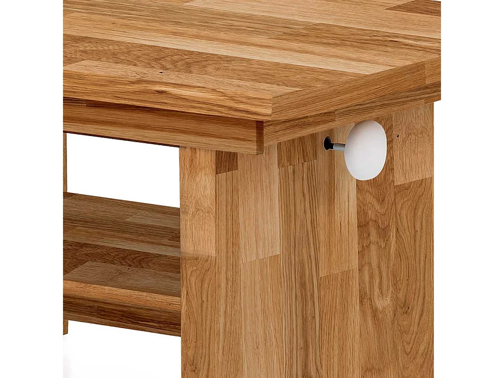 Verstellbarer Sofatisch aus Eiche Massivholz Wangen Gestell