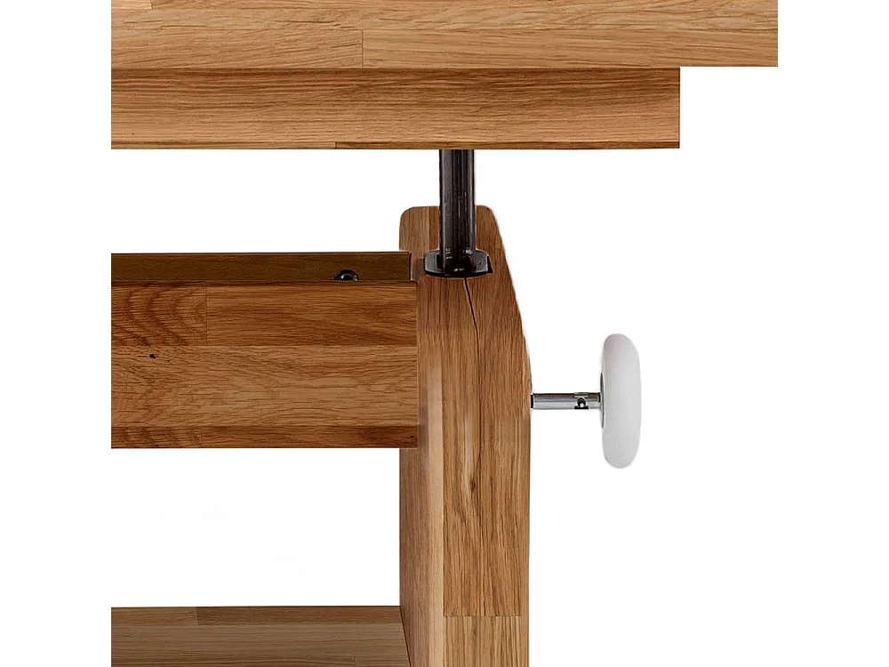 Verstellbarer Sofatisch aus Eiche Massivholz Wangen Gestell