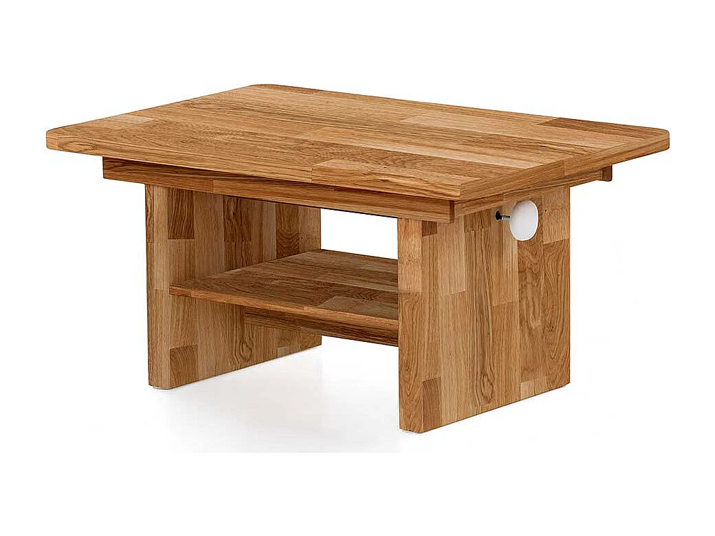 Verstellbarer Sofatisch aus Eiche Massivholz Wangen Gestell