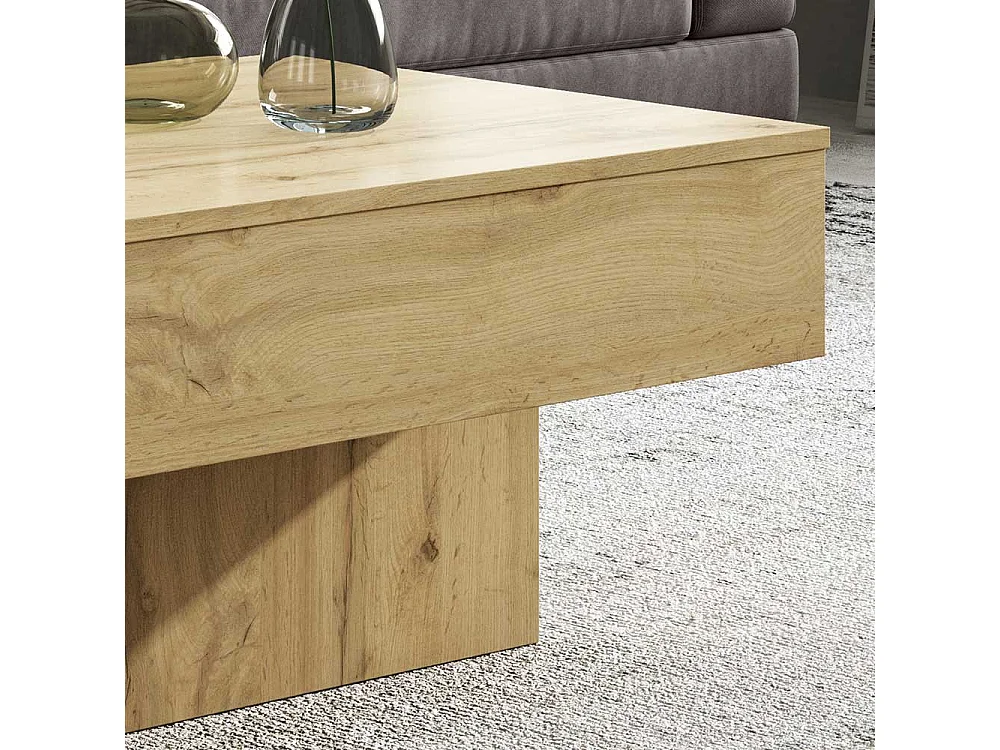 Wohnzimmer Tisch in Creme Weiß und Wildeiche Optik höhenverstellbar