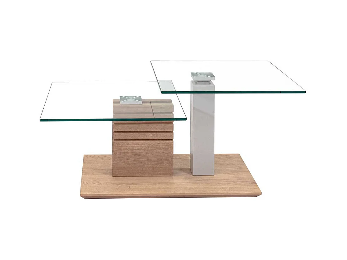 Design Wohnzimmertisch mit zwei Glasplatten höhenverstellbar