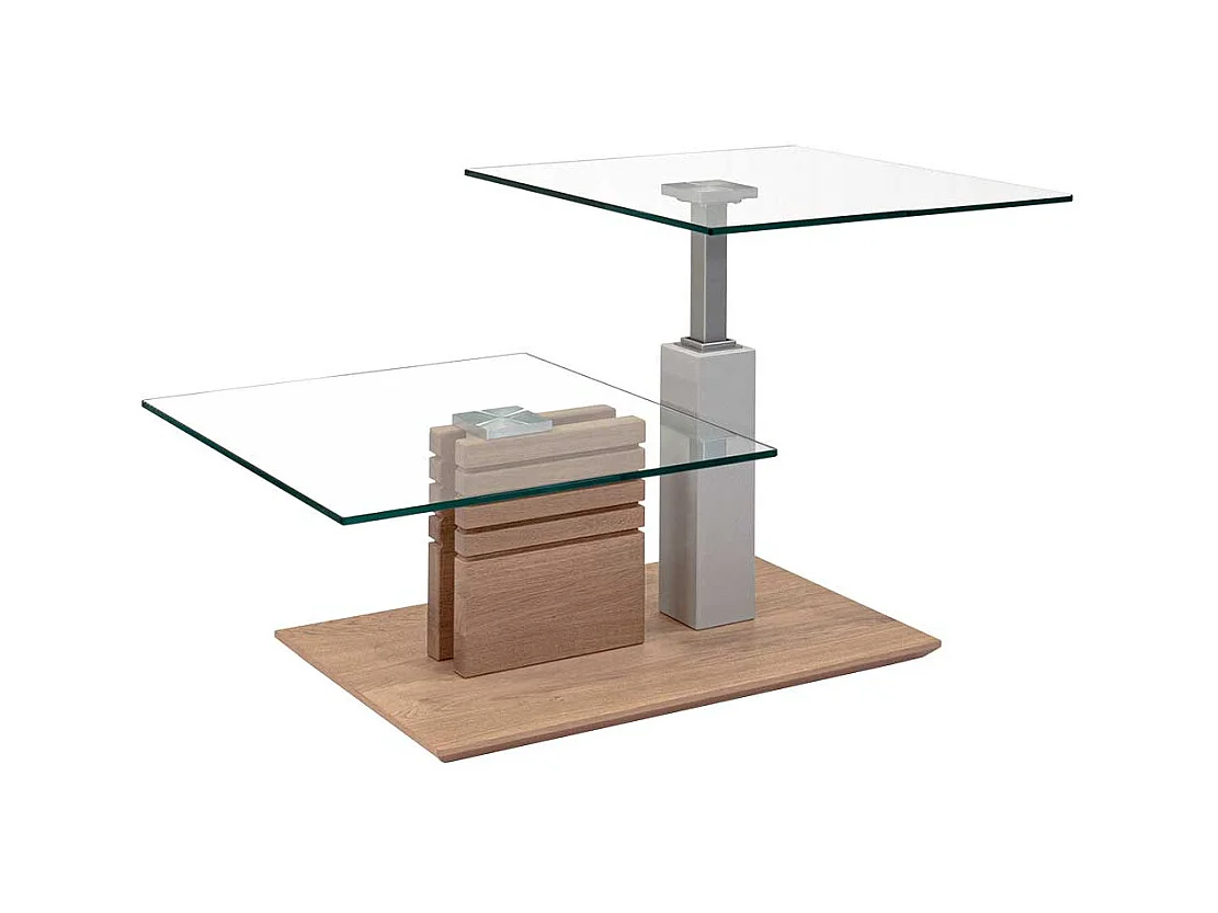 Design Wohnzimmertisch mit zwei Glasplatten höhenverstellbar