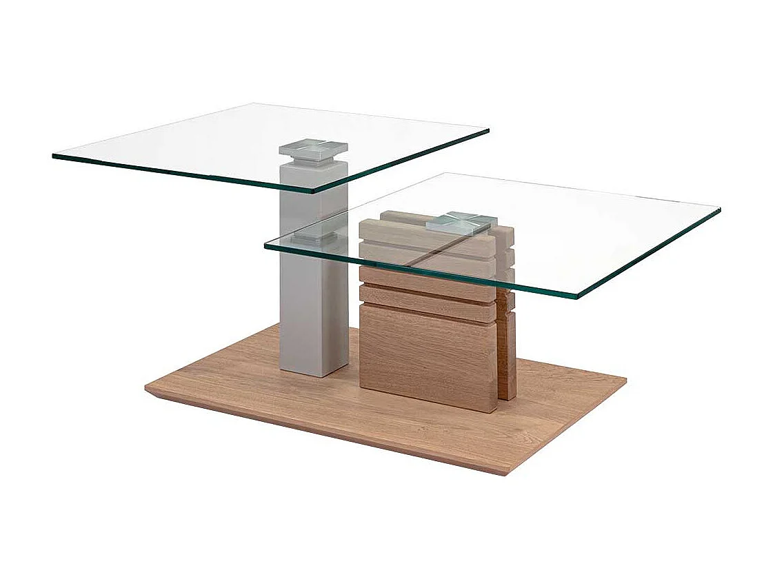 Design Wohnzimmertisch mit zwei Glasplatten höhenverstellbar