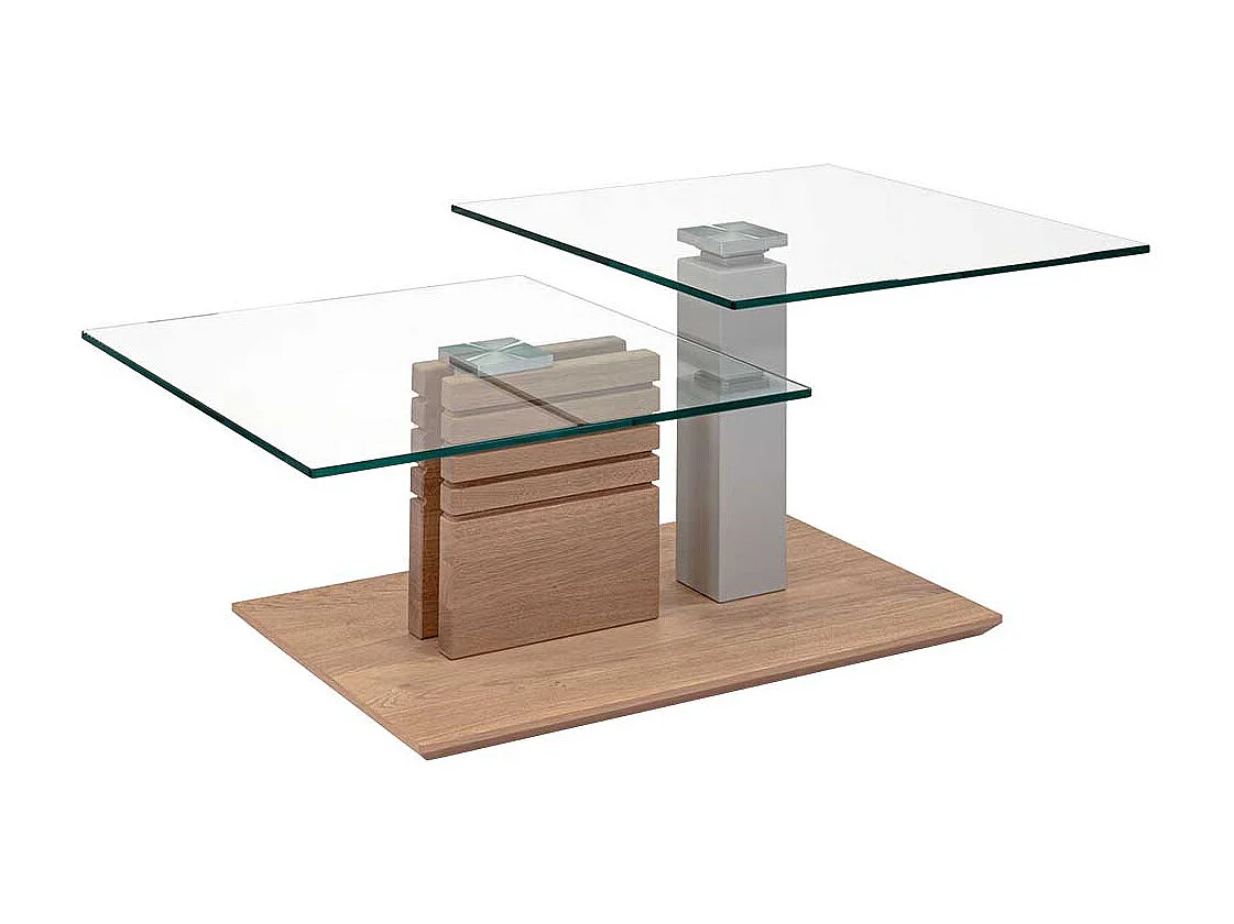 Design Wohnzimmertisch mit zwei Glasplatten höhenverstellbar