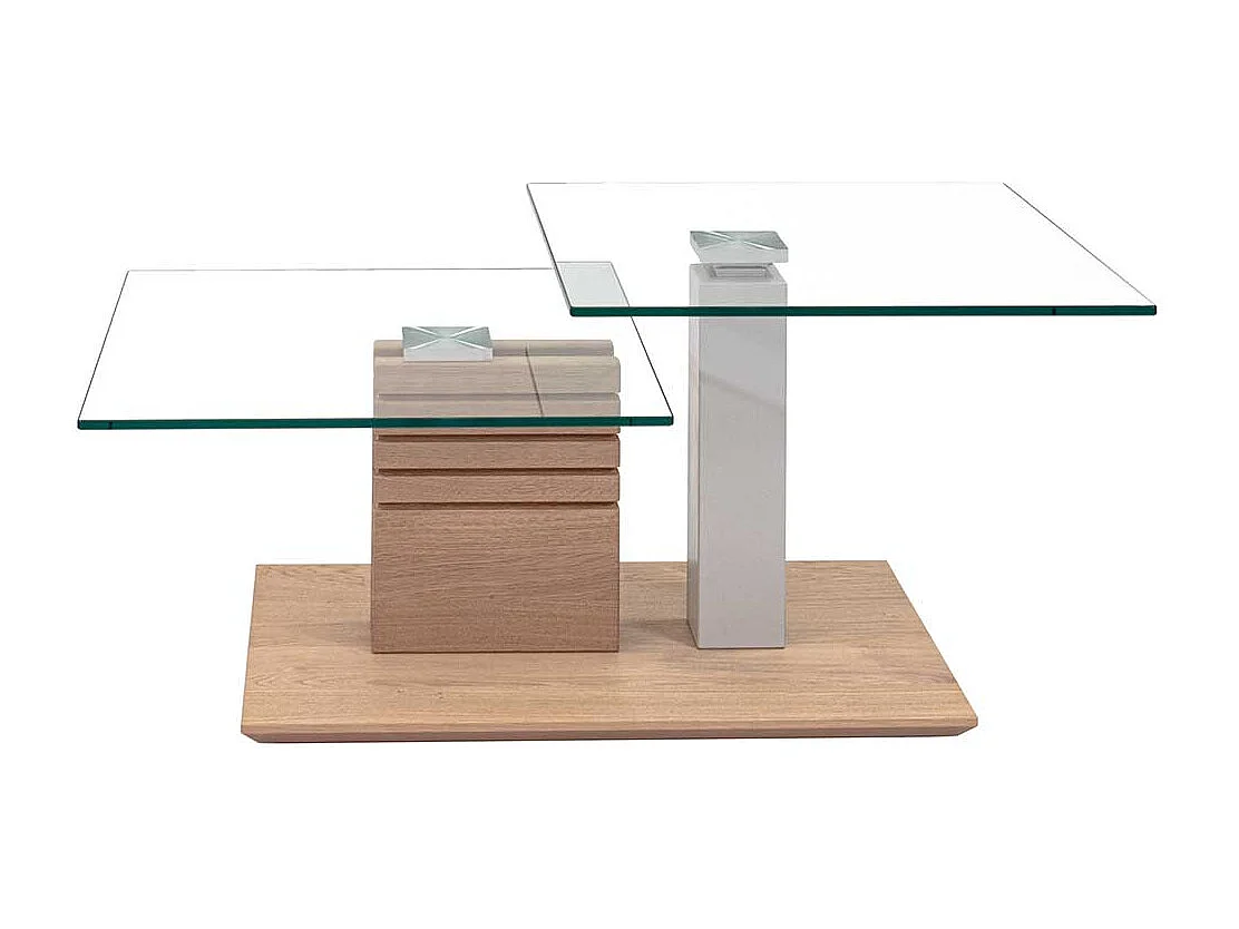Design Wohnzimmertisch mit zwei Glasplatten höhenverstellbar
