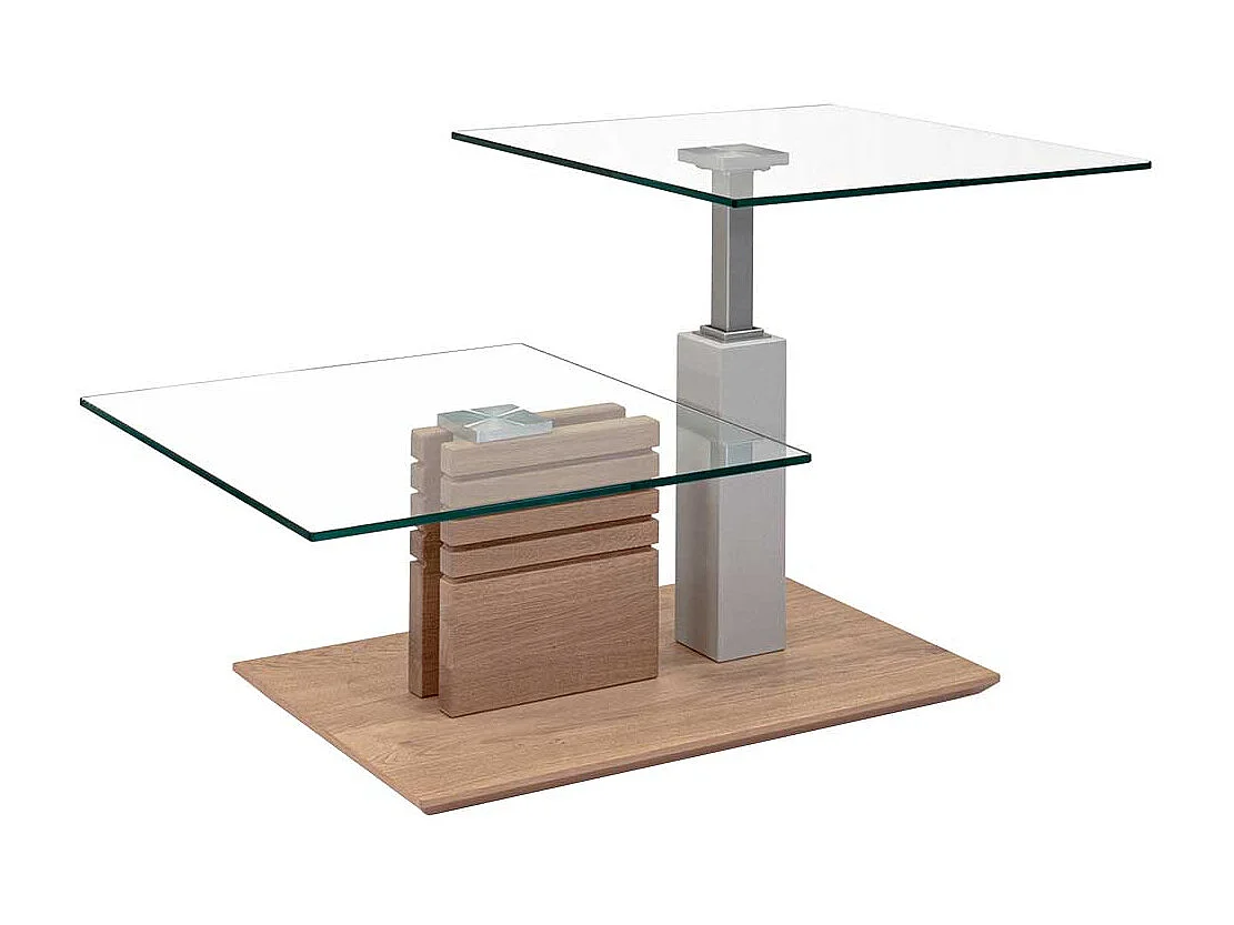 Design Wohnzimmertisch mit zwei Glasplatten höhenverstellbar