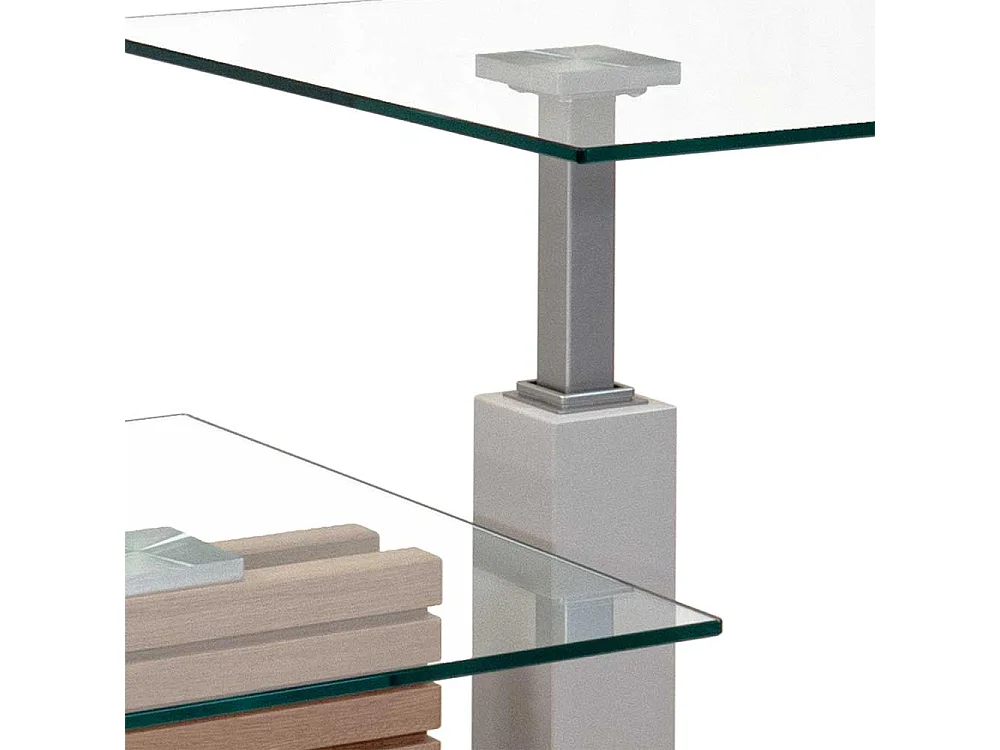 Design Wohnzimmertisch mit zwei Glasplatten höhenverstellbar