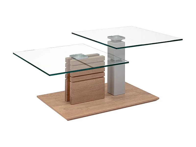 Design Wohnzimmertisch mit zwei Glasplatten höhenverstellbar