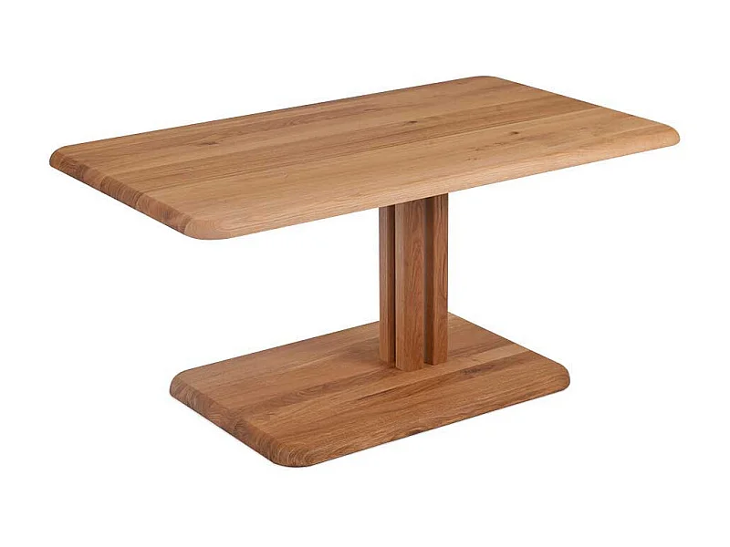 Wohnzimmer Couchtisch aus Wildeiche Massivholz rollbar und höhenverstellbar