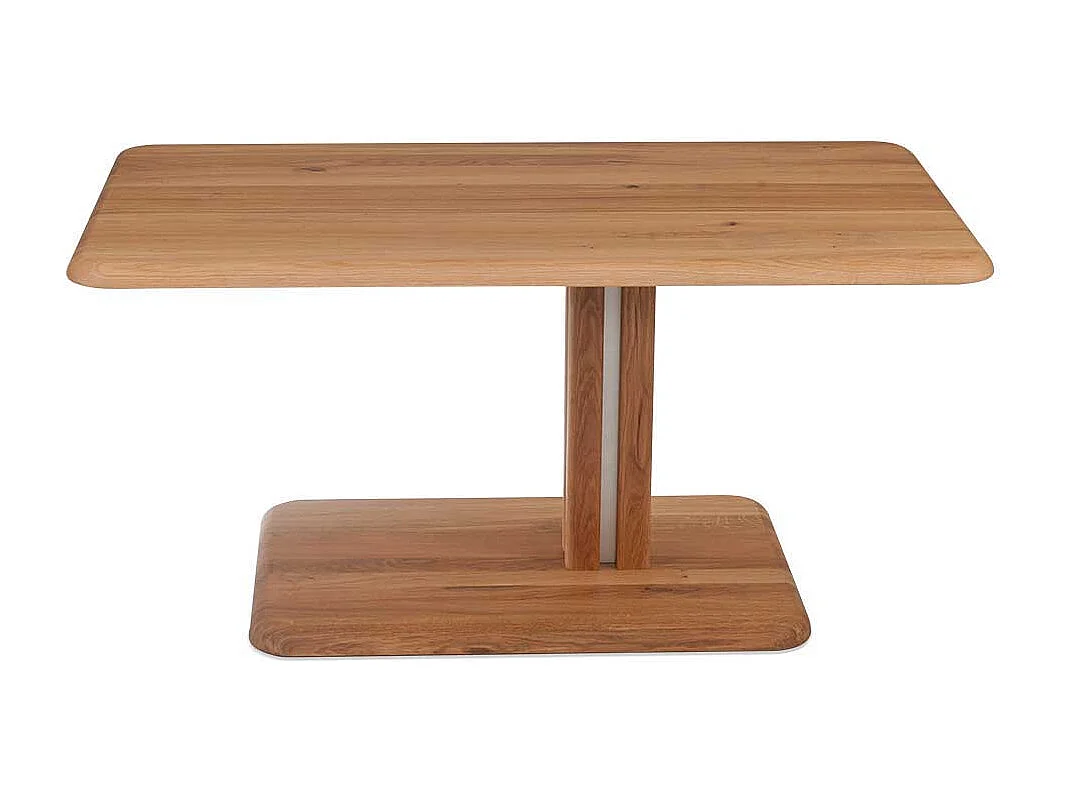 Wohnzimmer Couchtisch aus Wildeiche Massivholz rollbar und höhenverstellbar