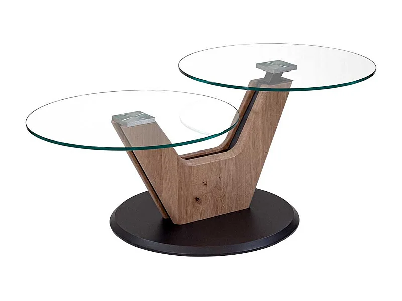 Höhenverstellbarer Couchtisch mit zwei Glasplatten Made in Germany