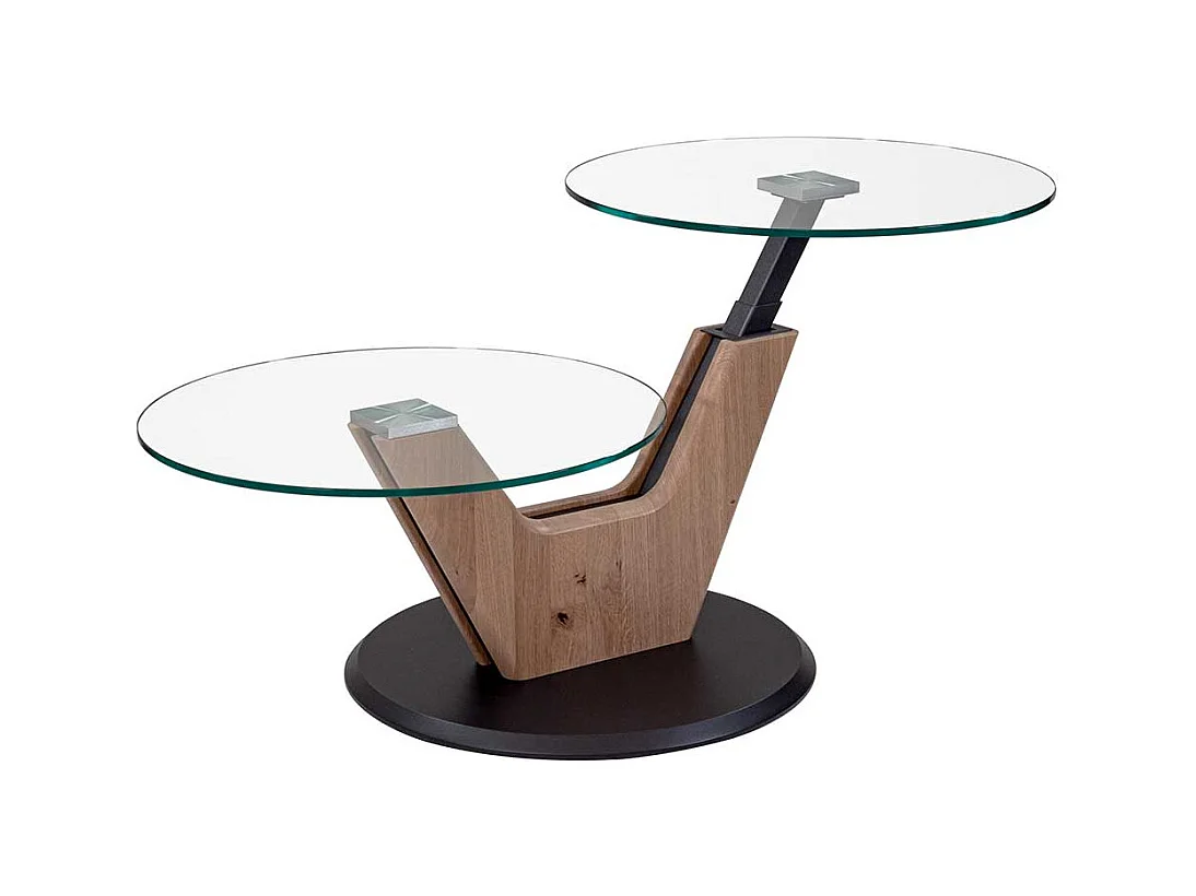 Höhenverstellbarer Couchtisch mit zwei Glasplatten Made in Germany