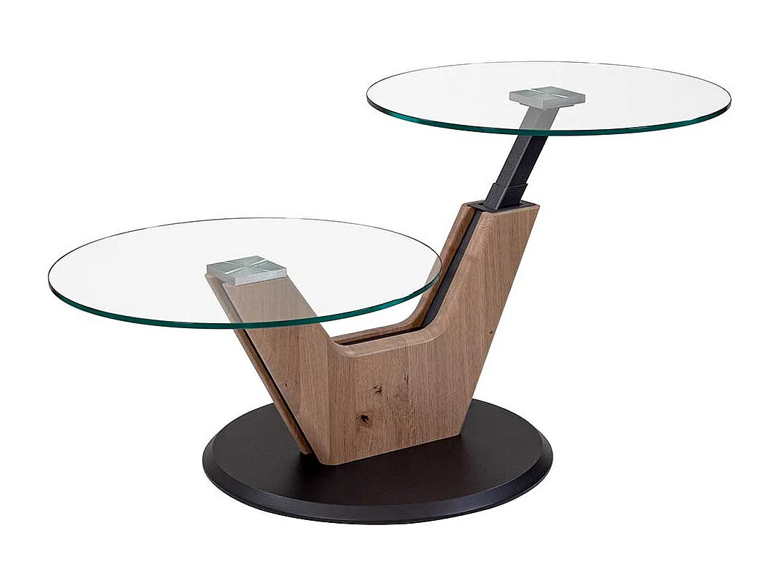 Höhenverstellbarer Couchtisch mit zwei Glasplatten Made in Germany