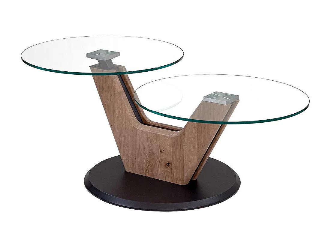 Höhenverstellbarer Couchtisch mit zwei Glasplatten Made in Germany