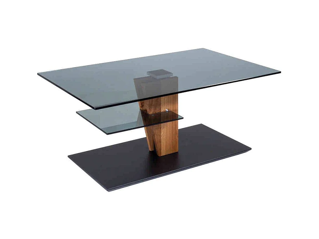 Couchtisch aus Sicherheitsglas Wildeiche Massivholz