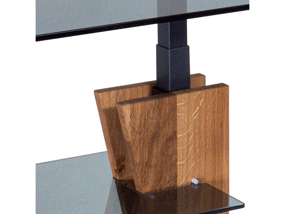 Couchtisch aus Sicherheitsglas Wildeiche Massivholz