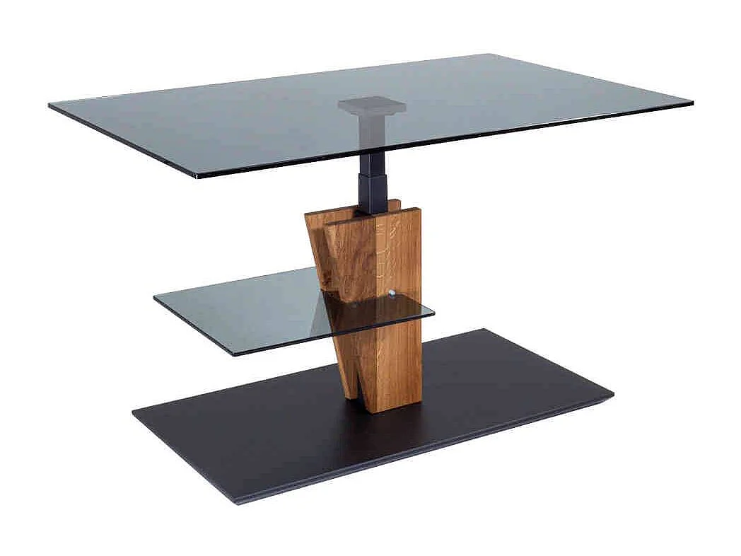 Couchtisch aus Sicherheitsglas Wildeiche Massivholz