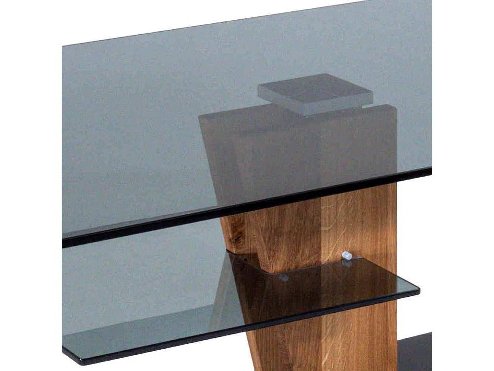Couchtisch aus Sicherheitsglas Wildeiche Massivholz