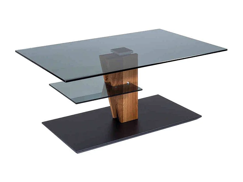 Couchtisch aus Sicherheitsglas Wildeiche Massivholz