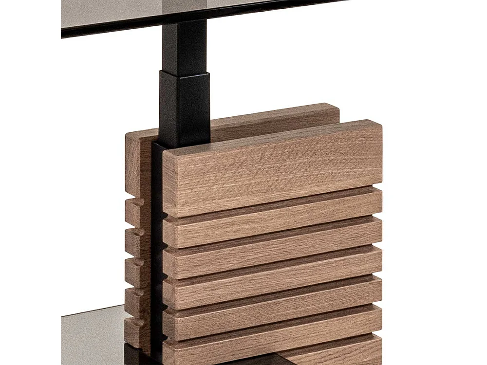 Salontisch in Wildeiche Bianco und Grau höhenverstellbar & rollbar