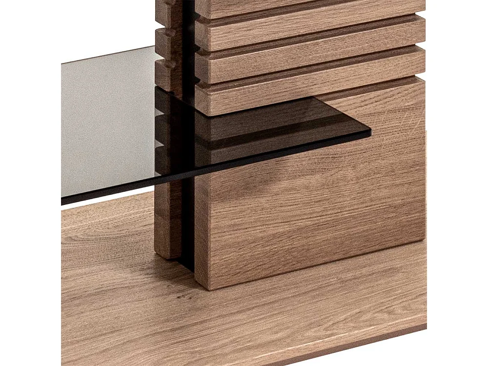 Salontisch in Wildeiche Bianco und Grau höhenverstellbar & rollbar