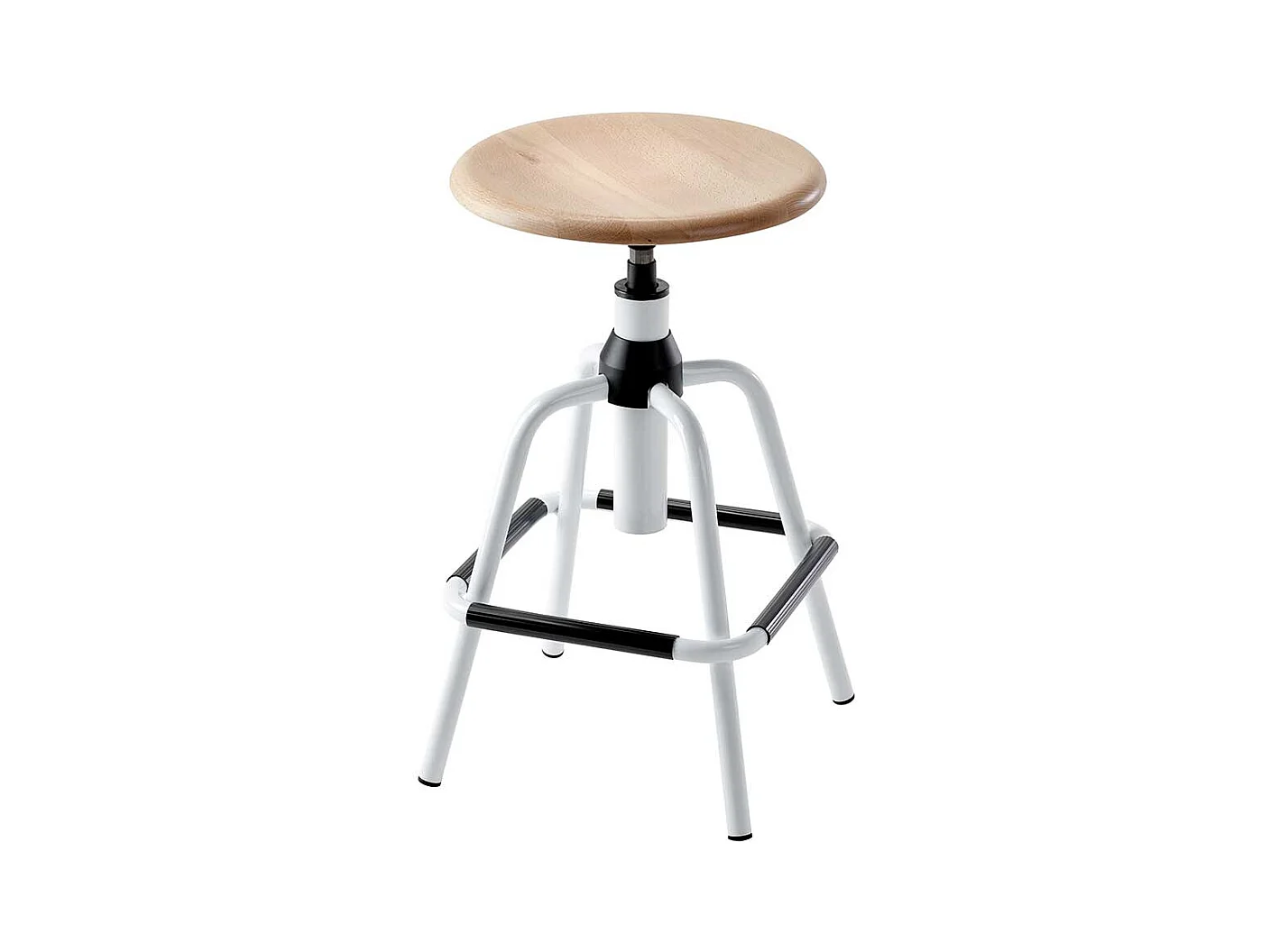 Hocker in Weiß Schwarz und Buchefarben drehbar