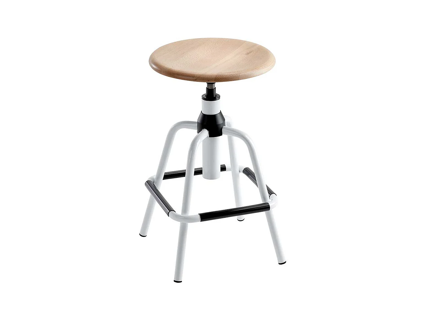 Hocker in Wei� Schwarz und Buchefarben drehbar