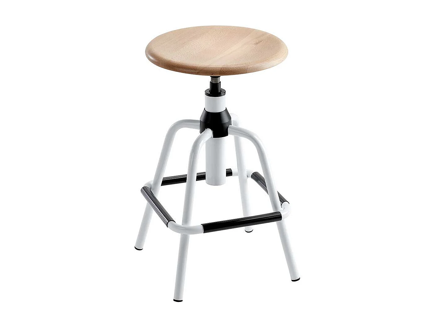 Hocker in Weiß Schwarz und Buchefarben drehbar