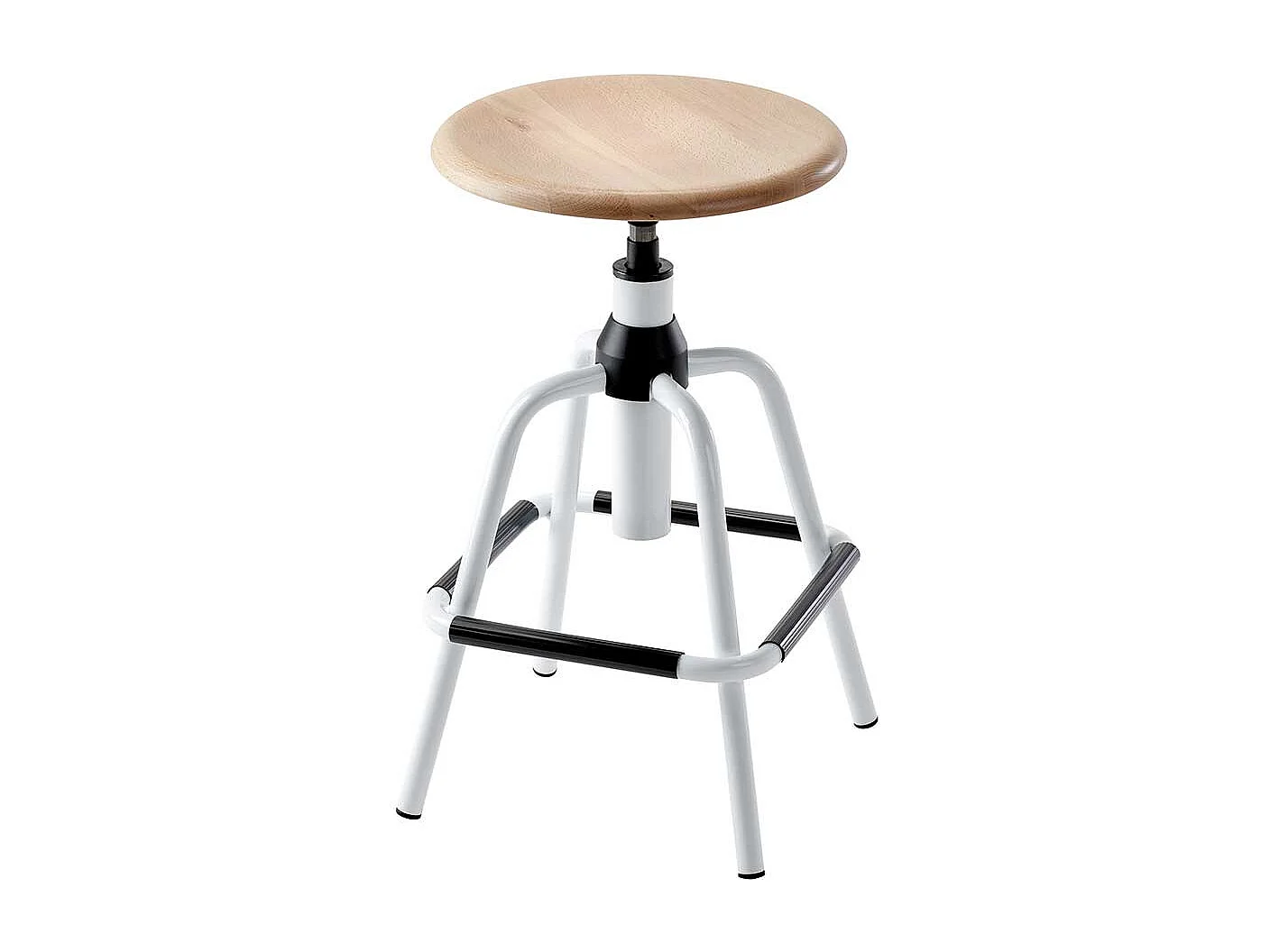 Hocker in Weiß Schwarz und Buchefarben drehbar