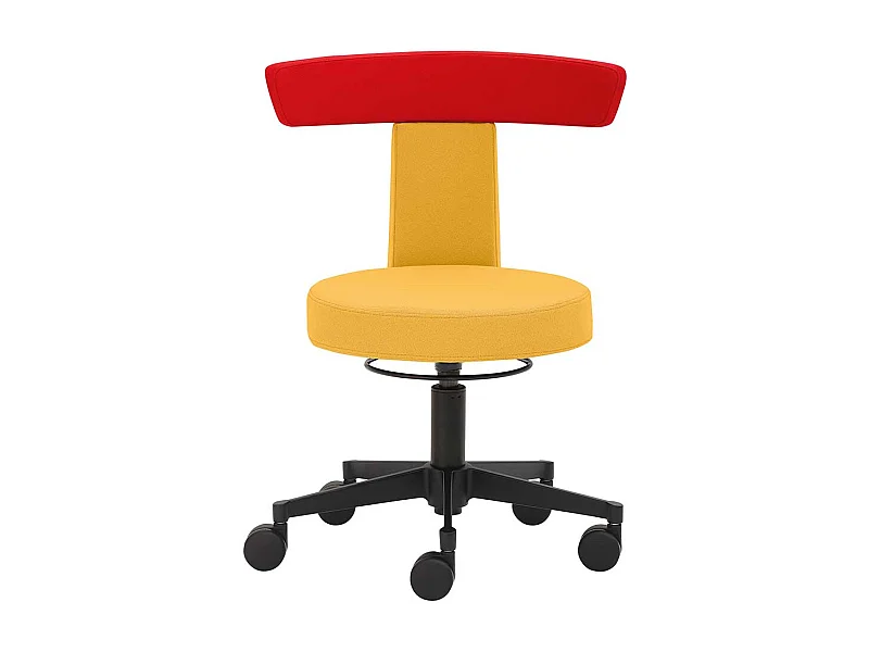 Arbeitshocker mit gepolsterter Rückenlehne Gelb und Orange