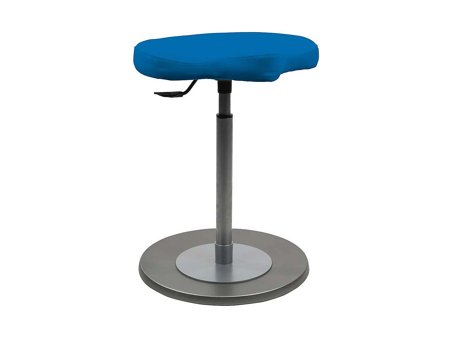 Blauer Kunstleder Pendelhocker durch Gasdruck höhenverstellbar Made in Germany