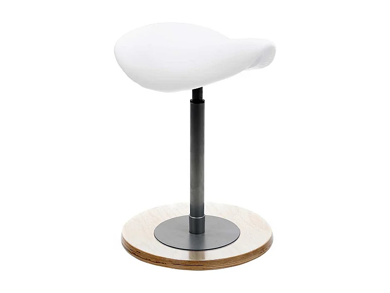 Pendelhocker mit Sattelsitz in Weiß höhenverstellbar durch Gasdruckfeder