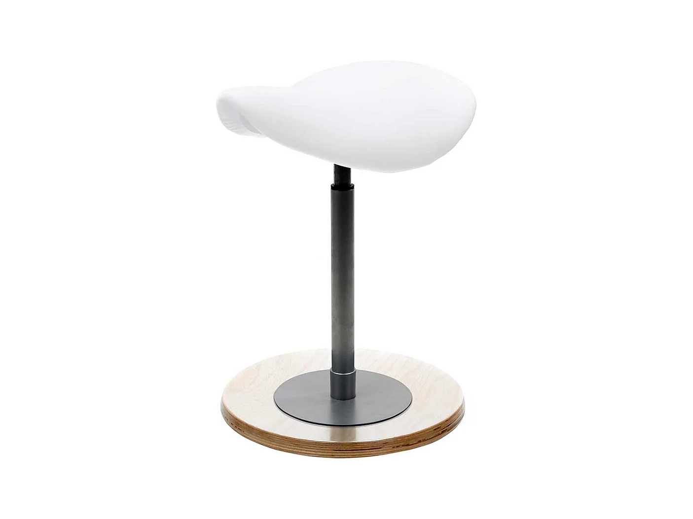 Pendelhocker mit Sattelsitz in Weiß höhenverstellbar durch Gasdruckfeder