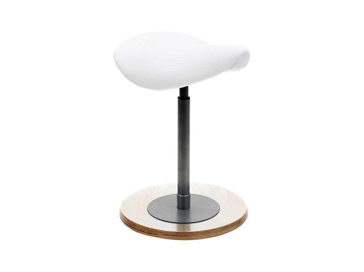 Pendelhocker mit Sattelsitz in Wei� h�henverstellbar durch Gasdruckfeder