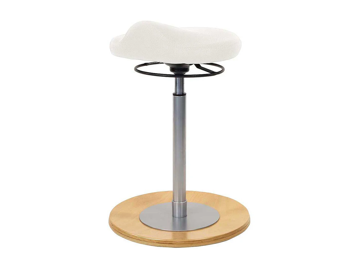 Ergonomischer Hocker mit Sattelsitz Weiß Kunstleder