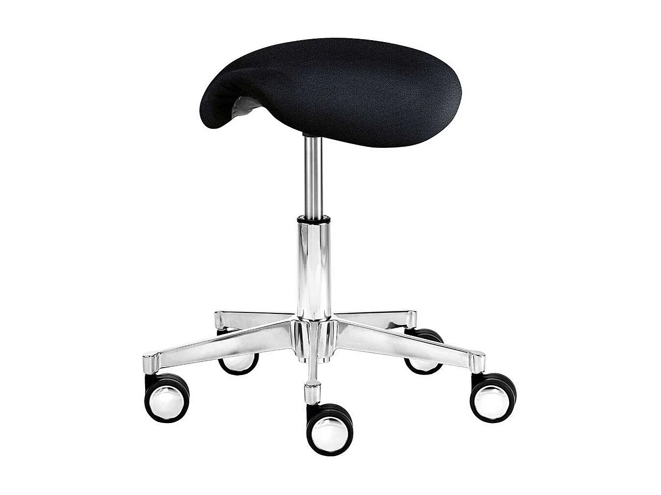 Höhenverstellbarer Hocker in Schwarz Webstoff Rollen