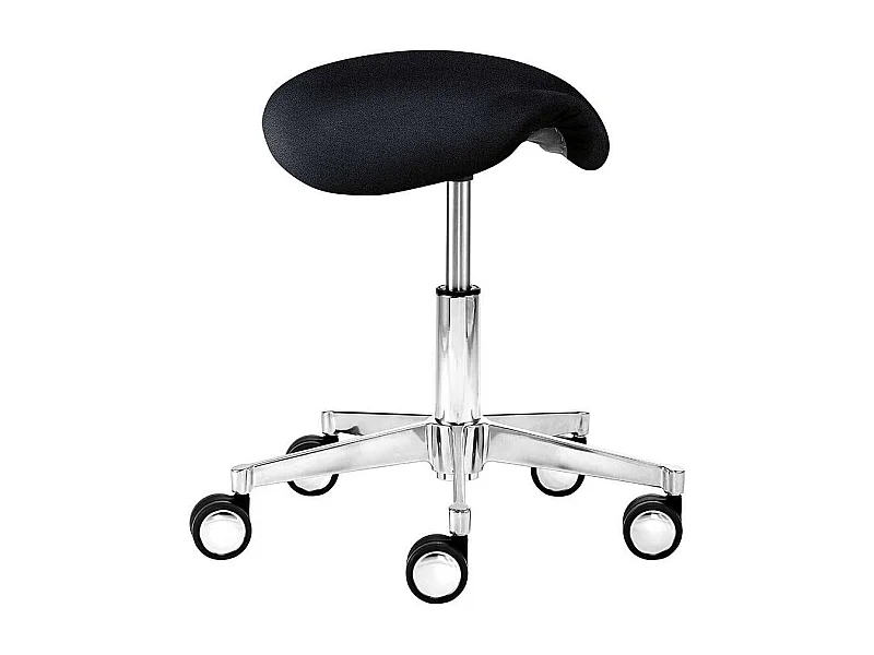 Höhenverstellbarer Hocker in Schwarz Webstoff Rollen