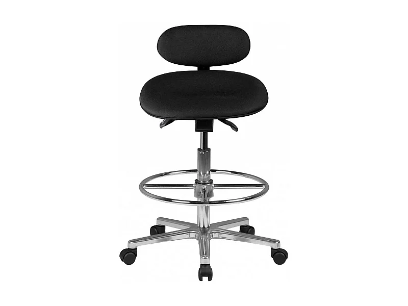 Verstellbarer Arbeitshocker in Schwarz Rollen