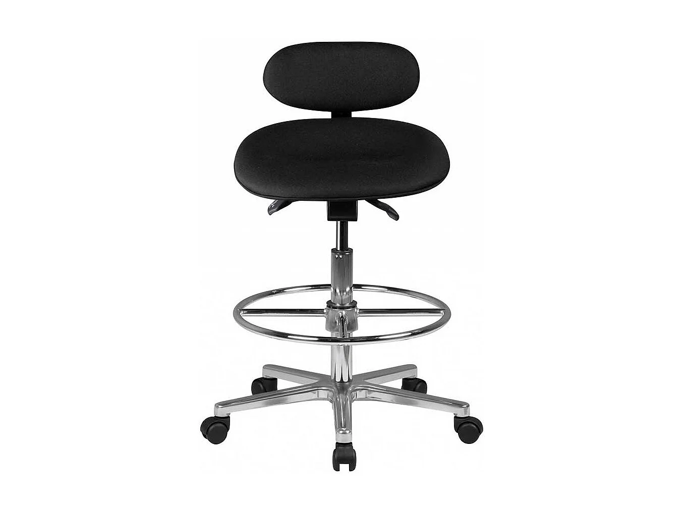 Verstellbarer Arbeitshocker in Schwarz Rollen