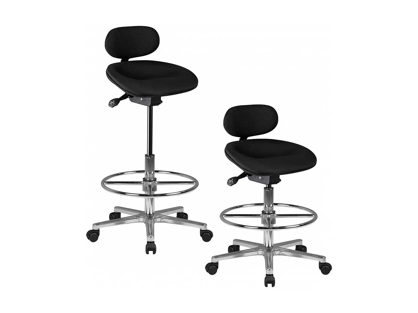 Verstellbarer Arbeitshocker in Schwarz Rollen