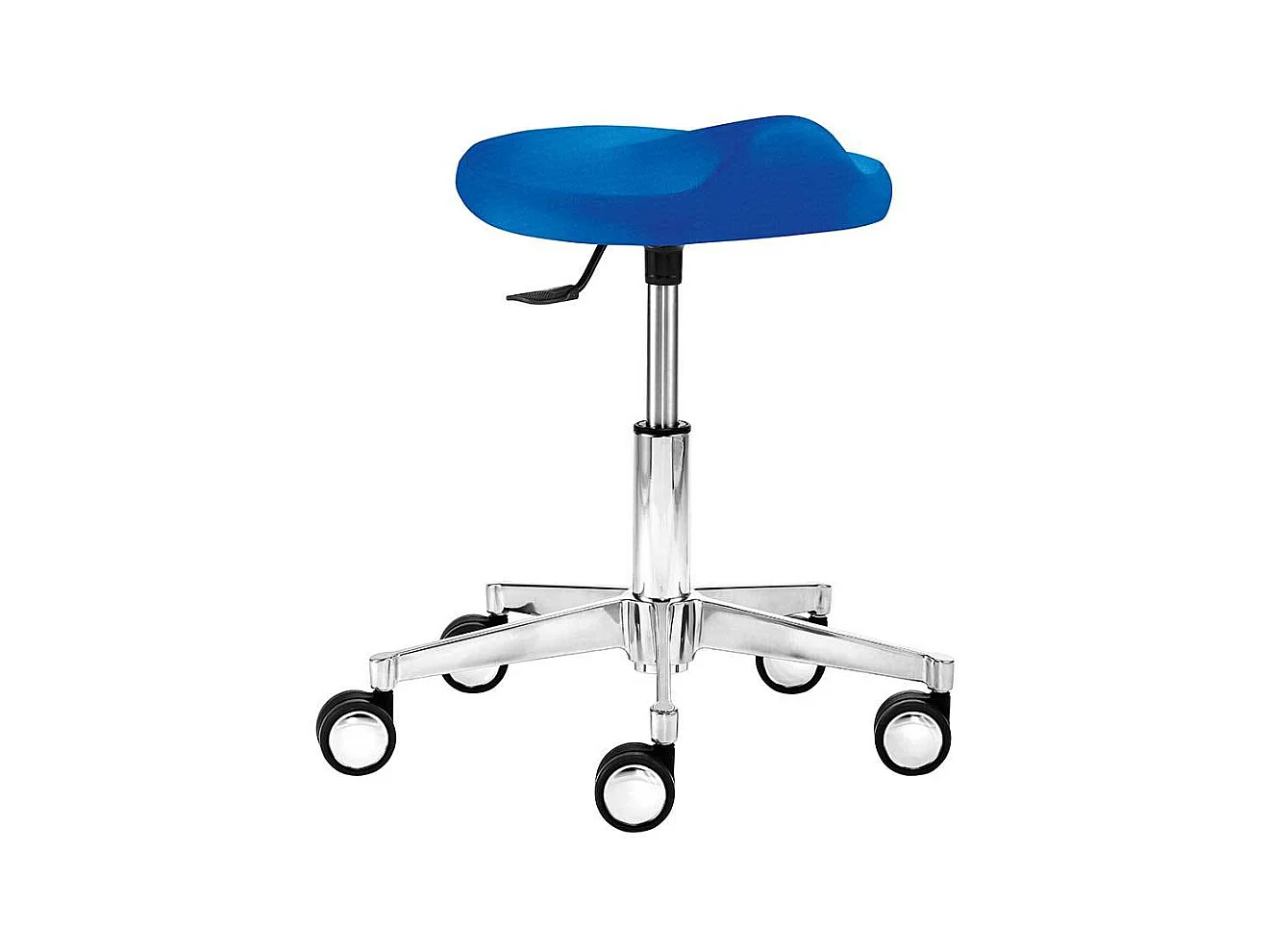 H�henverstellbarer Sitzhocker mit Rollen Blau Webstoff