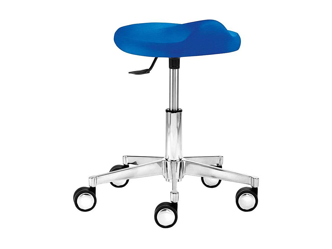 Höhenverstellbarer Sitzhocker mit Rollen Blau Webstoff