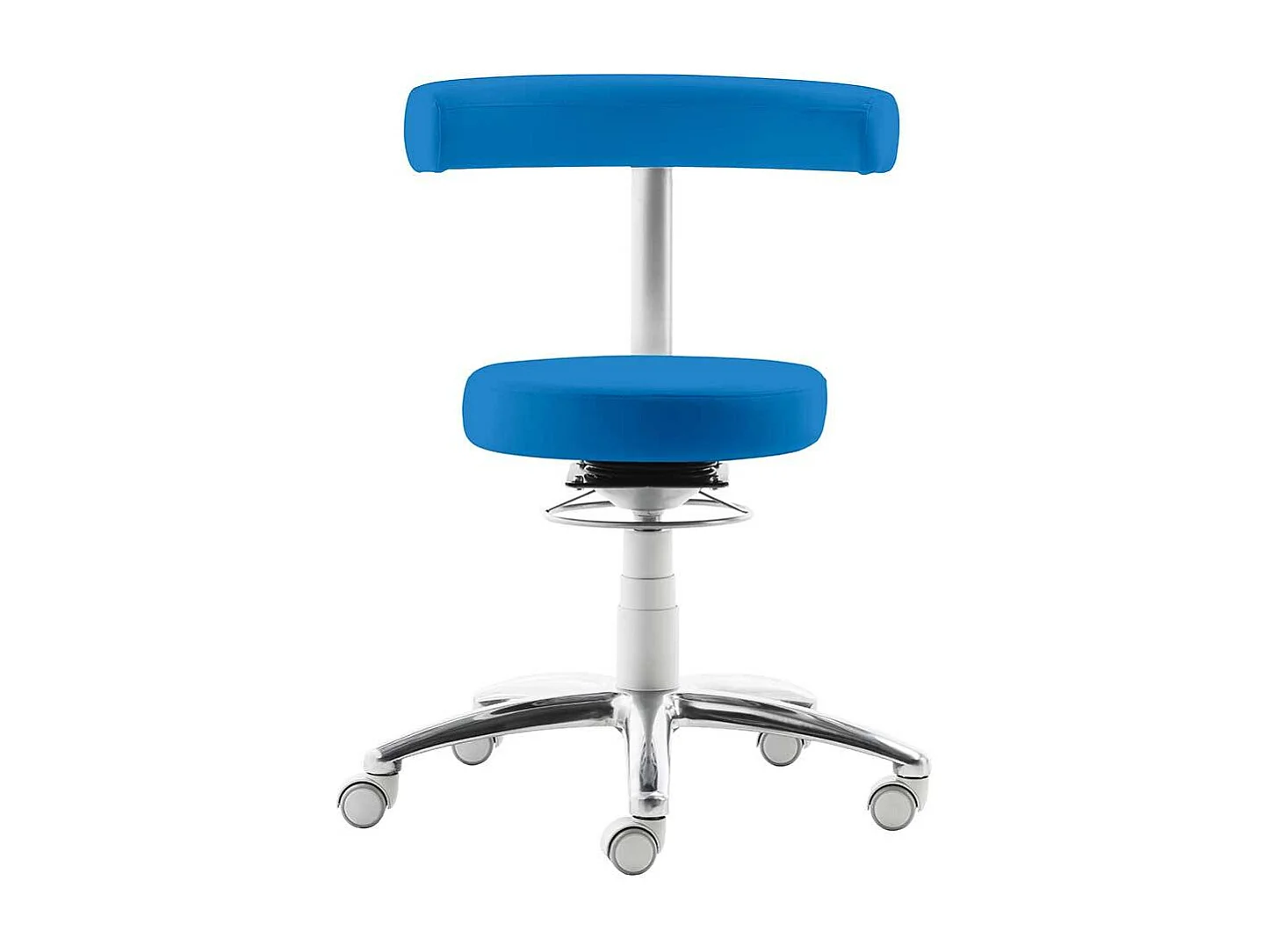 Moderner Arbeitshocker mit gepolsterter Rückenlehne drehbar