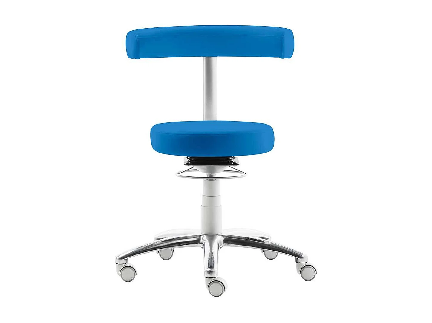 Moderner Arbeitshocker mit gepolsterter Rückenlehne drehbar