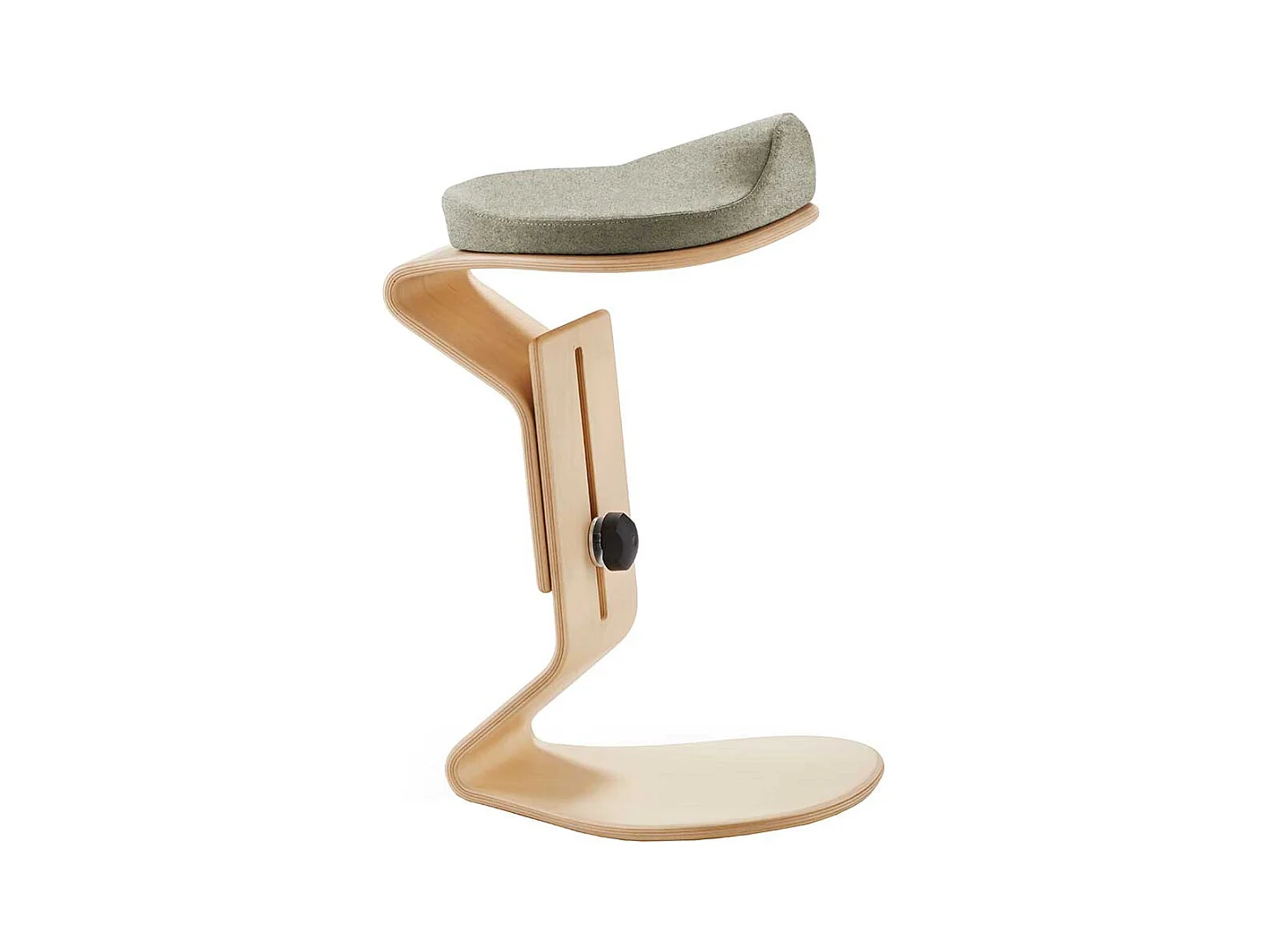 Ergonomischer Arbeitshocker aus Buche Schichtholz Bezugsstoff aus Filz