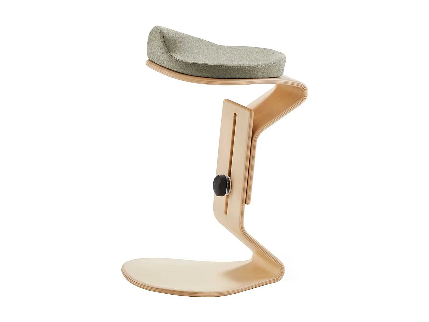 Ergonomischer Arbeitshocker aus Buche Schichtholz Bezugsstoff aus Filz