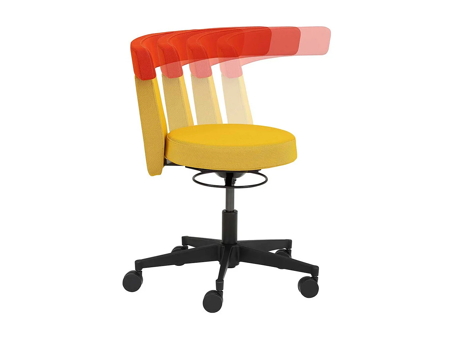 Arbeitsdrehhocker mit gepolsterter Rückenlehne modernem Design