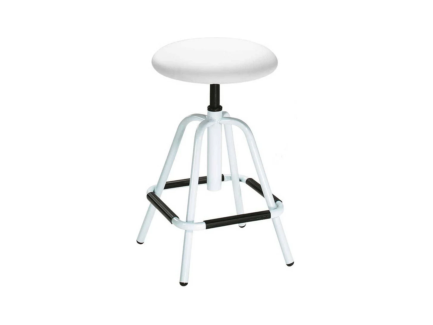 Arbeitsdrehhocker in Weiß und Schwarz Vierfußgestell aus Metall