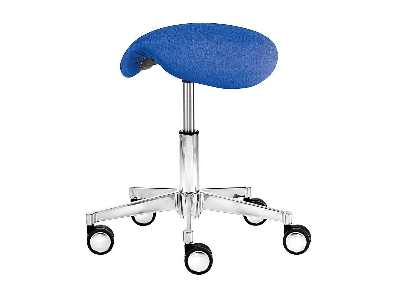 Bürohocker in Blau Webstoff rollbar
